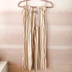 High waisted cropped striped pants